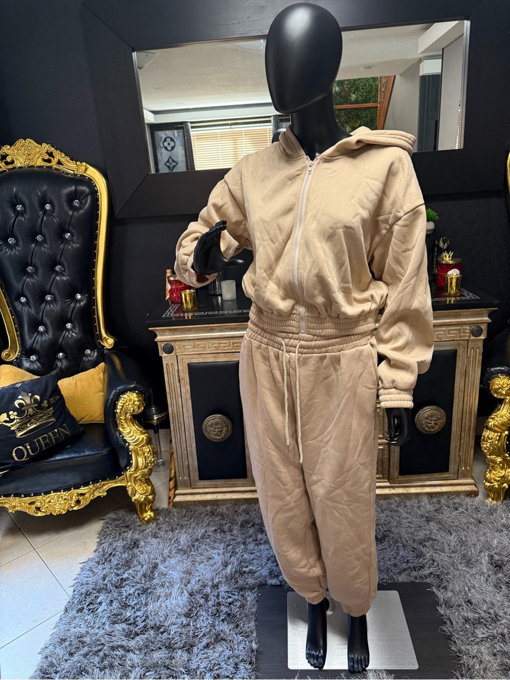 Women’s Tan Hooded Sweatshirt & Jogger Set